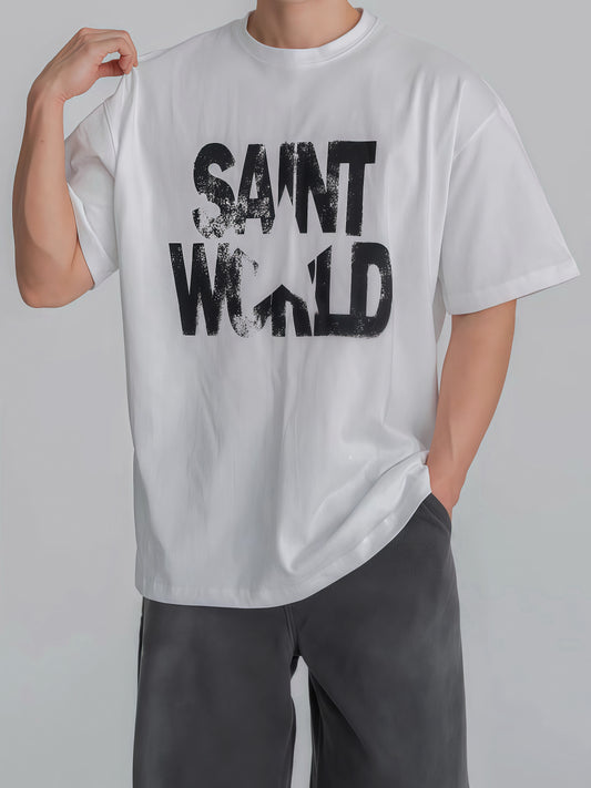 SAINT WORLD印花短袖上衣