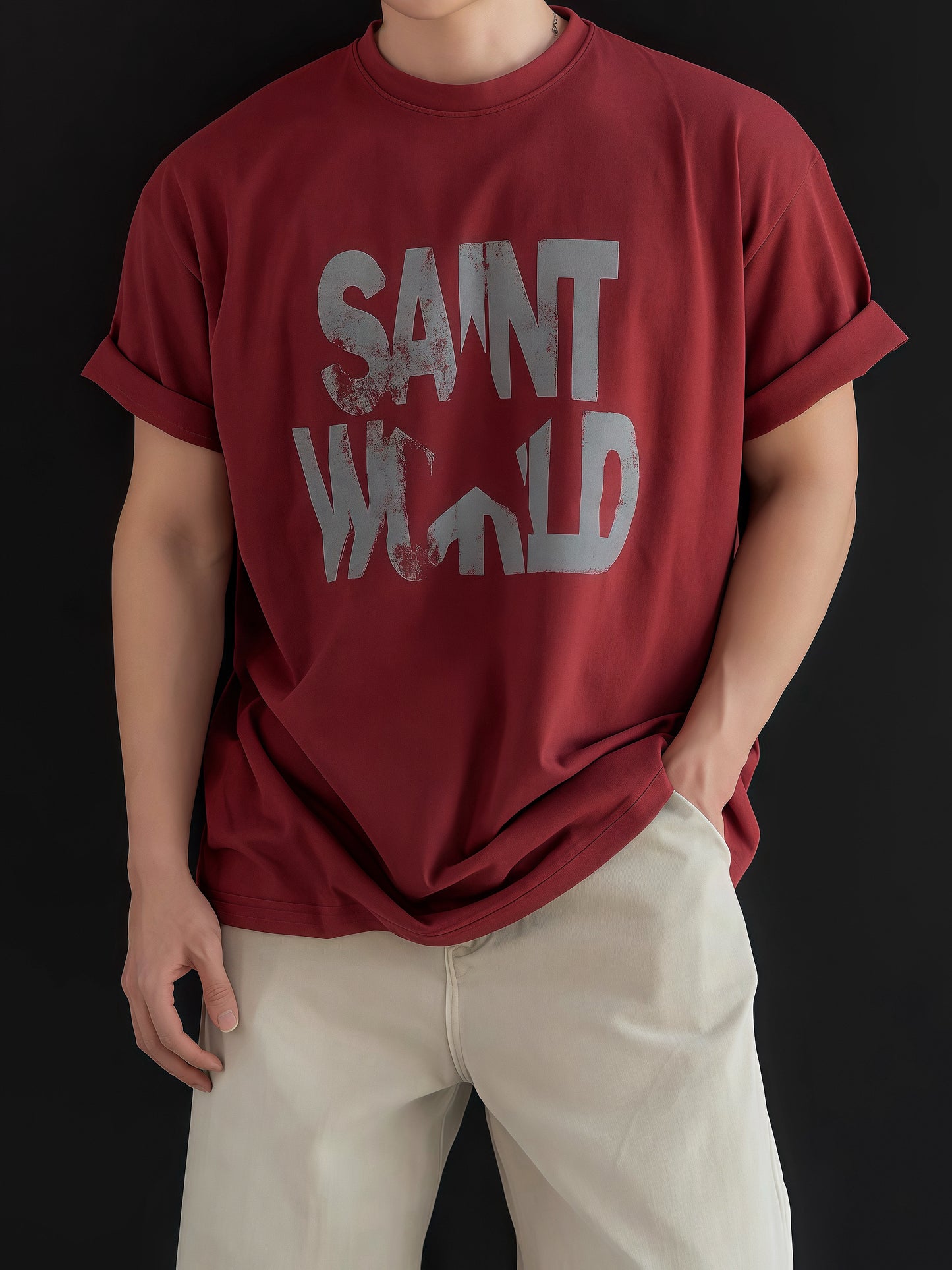 SAINT WORLD印花短袖上衣
