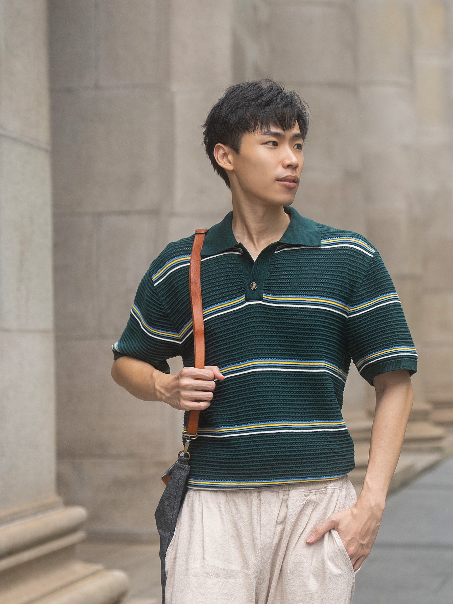 首爾條紋針織上衣