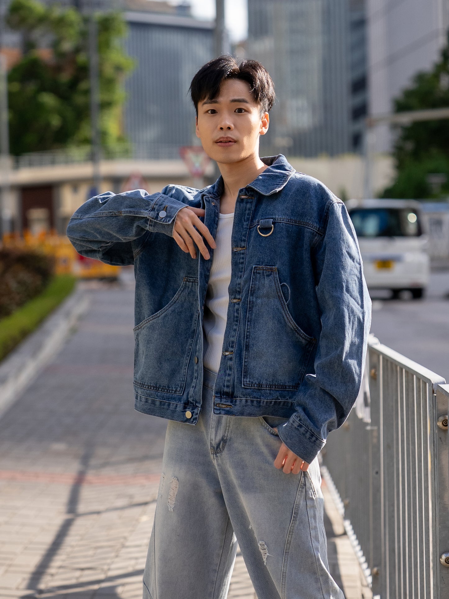 復古扣飾短版牛仔外套