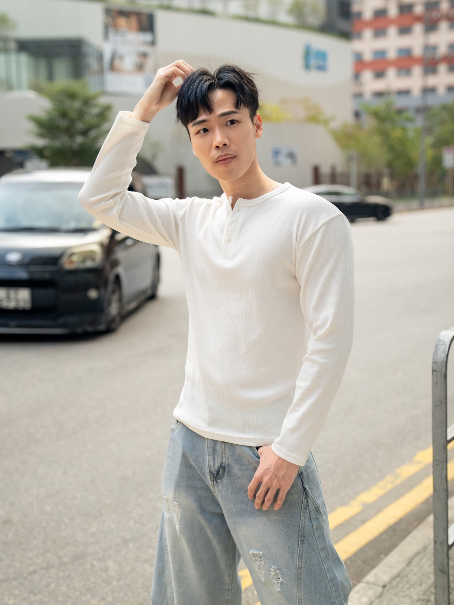 首爾羅紋薄肌長袖上衣