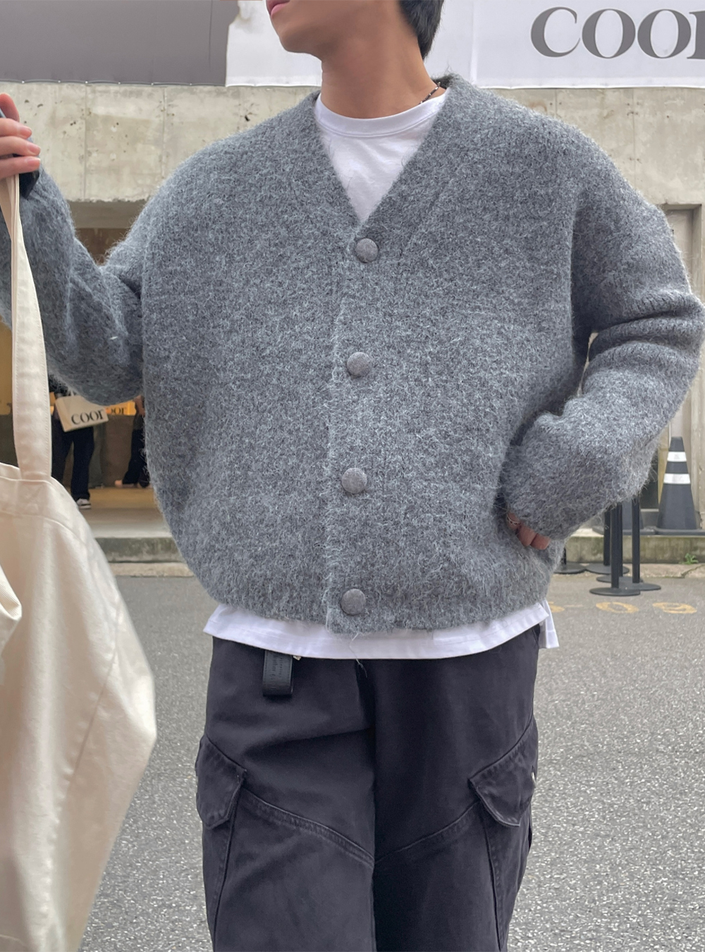 冬日霧感開胸針織外套