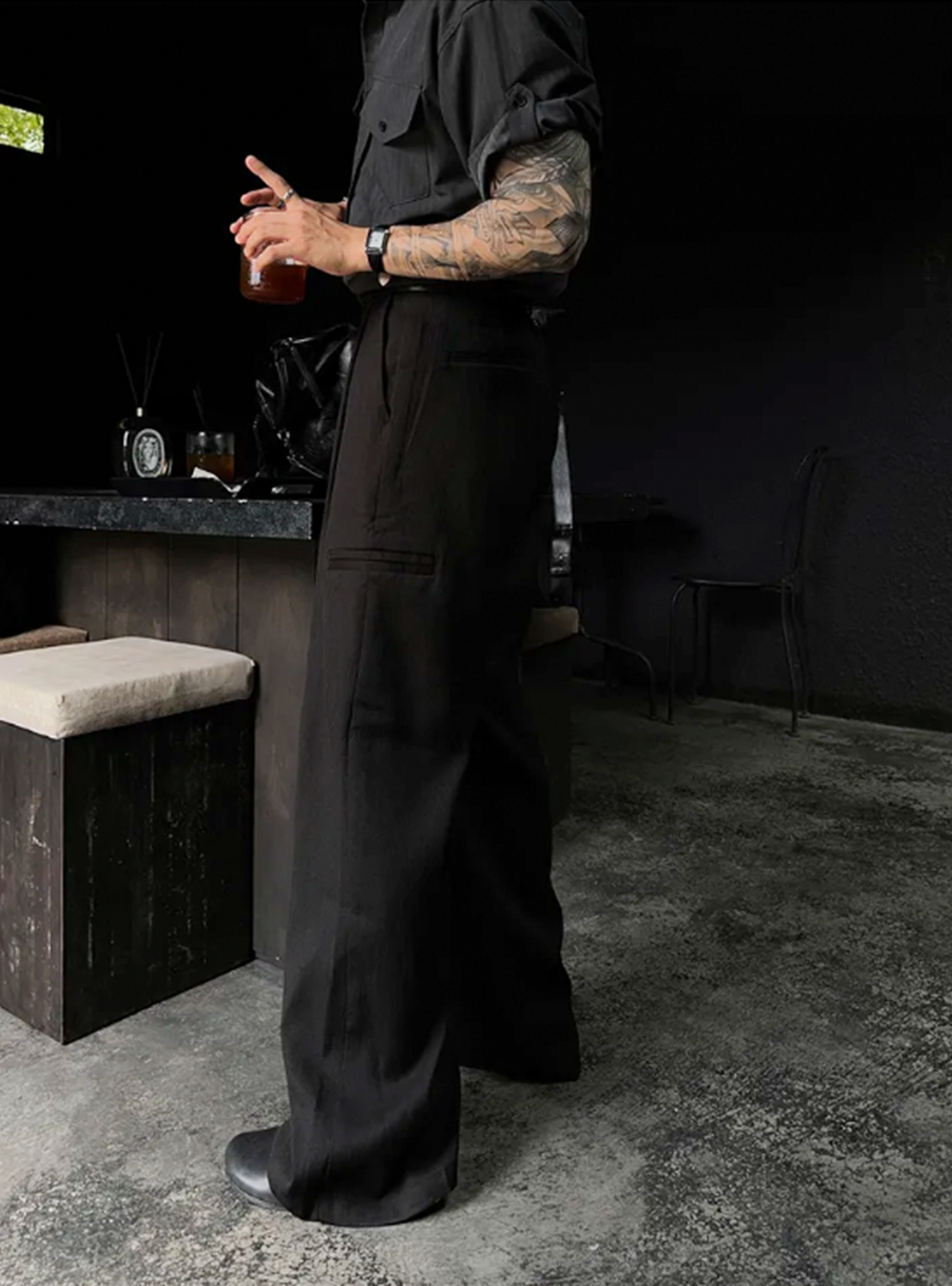 都市休閒闊筒長褲