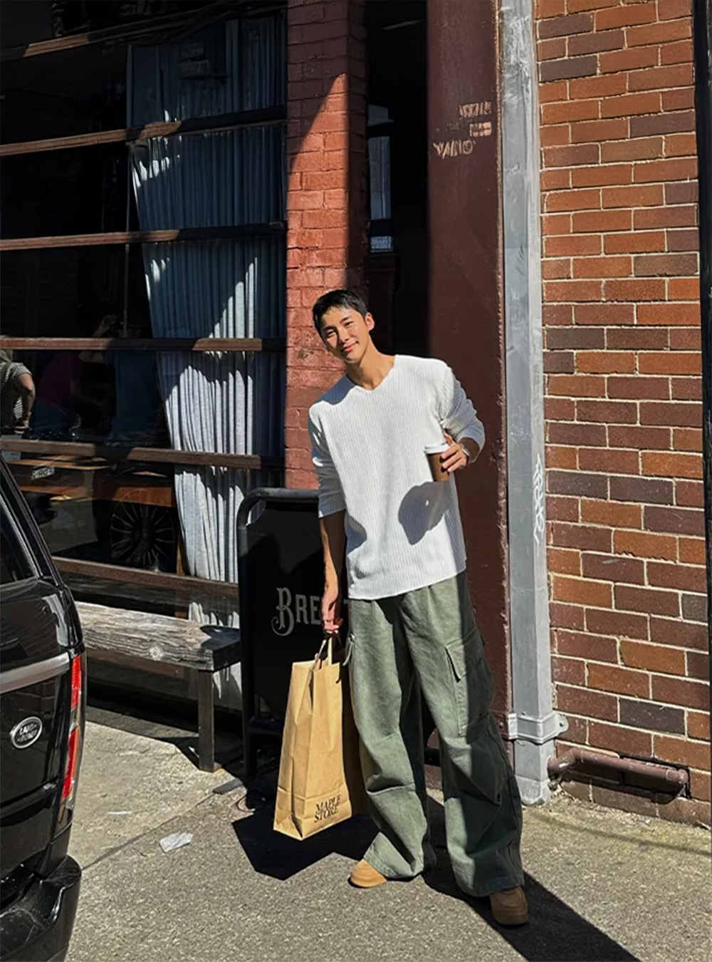 絨紋寬鬆半V領針織上衣