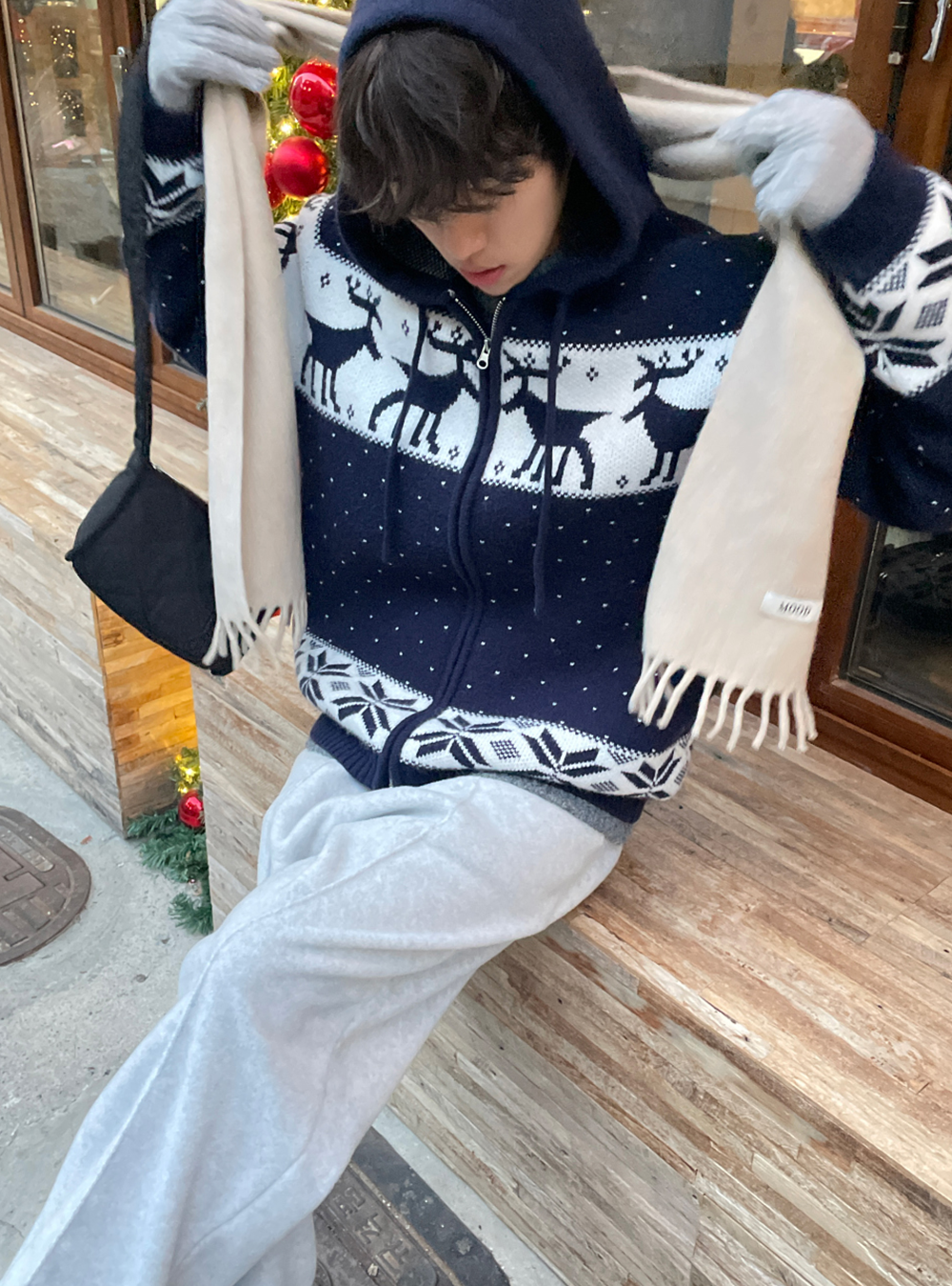 冬日針織連帽外套