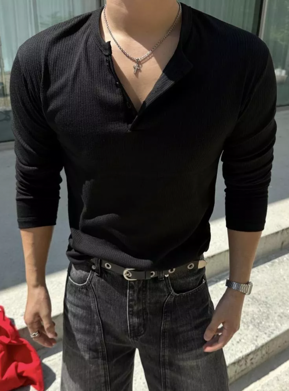 首爾羅紋薄肌長袖上衣