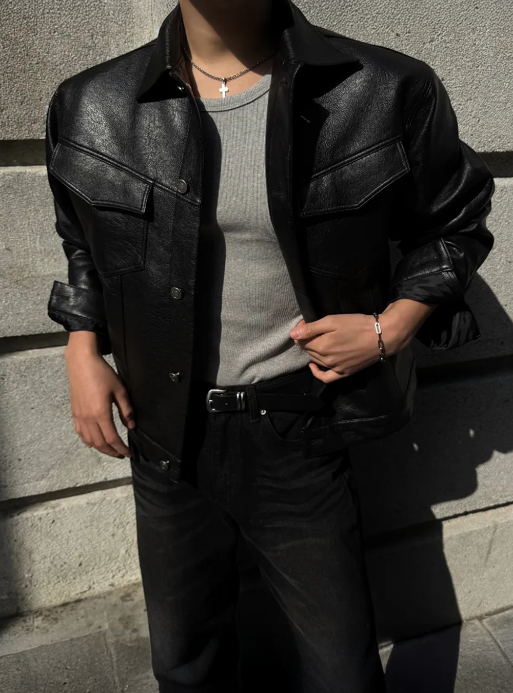 韓國街頭皮革外套