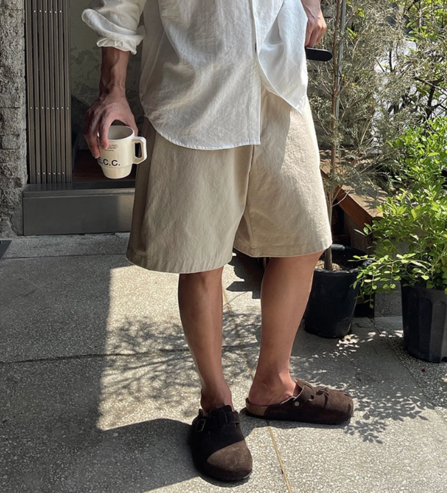 韓系休閒感單褶短褲