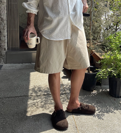 韓系休閒感單褶短褲