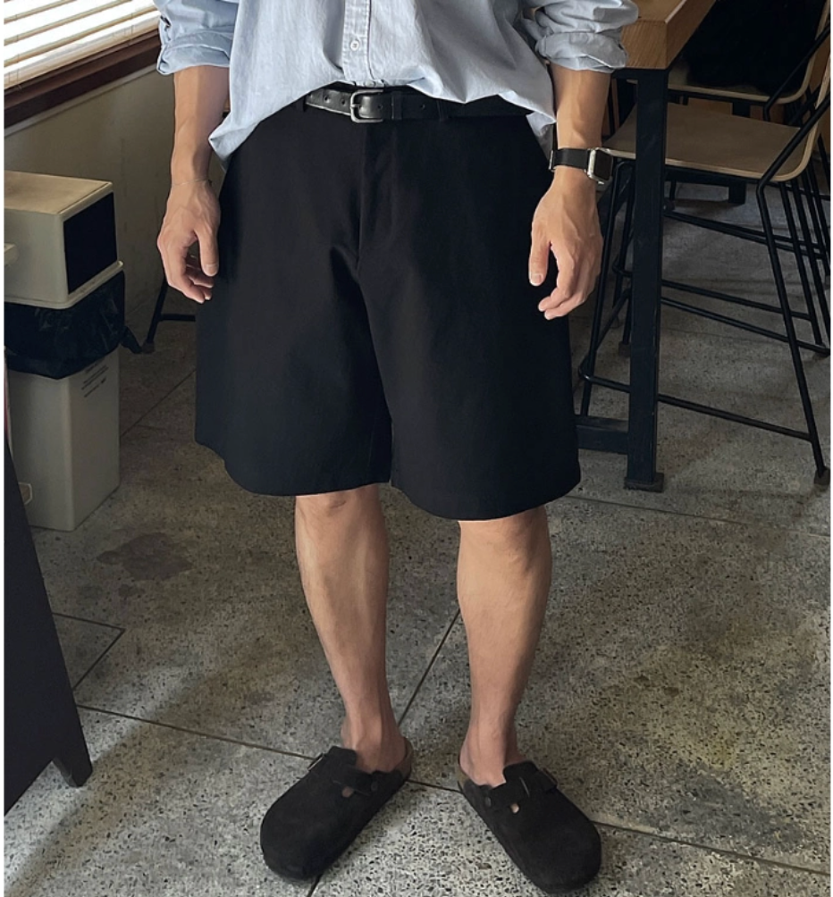 韓系休閒感單褶短褲