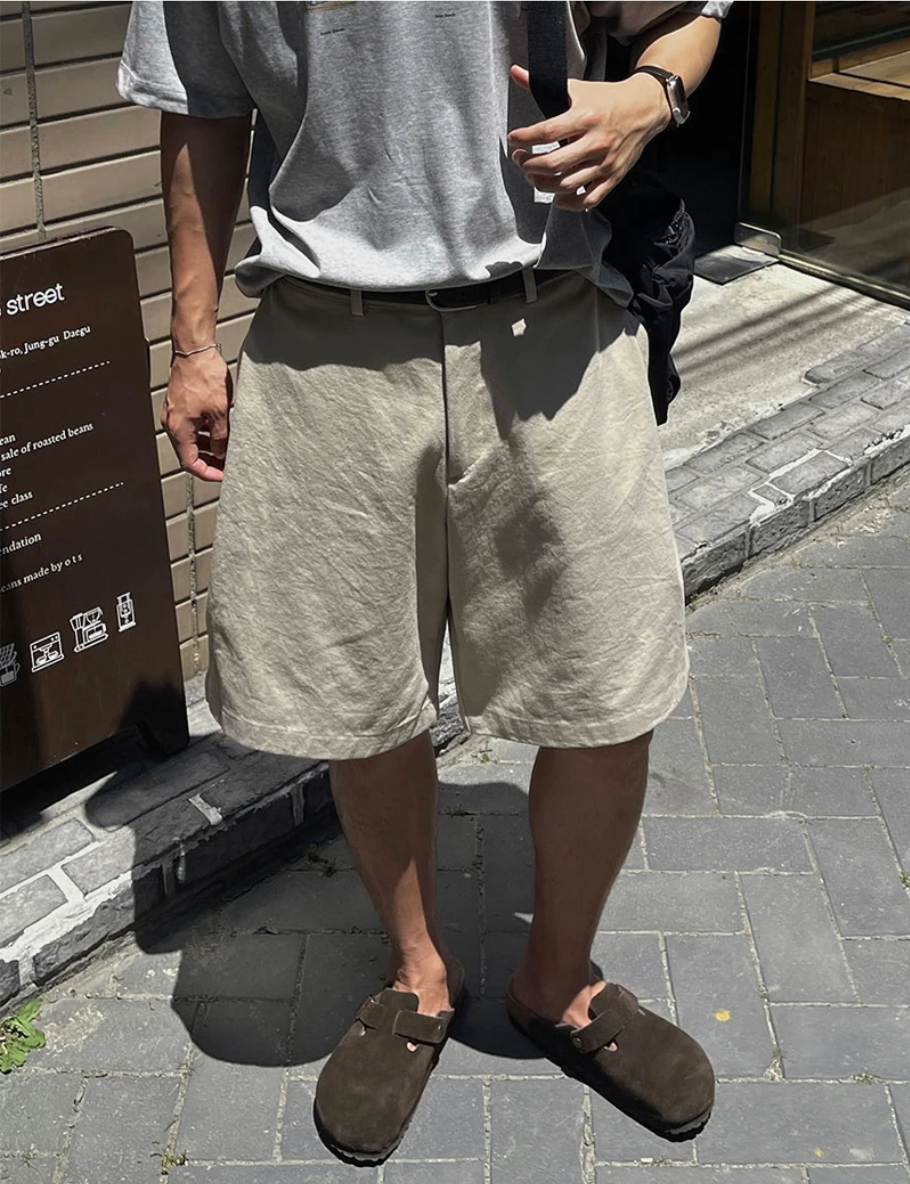 韓系休閒感單褶短褲