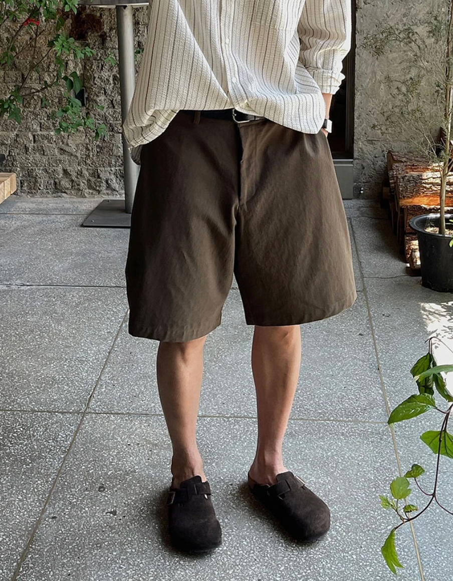 韓系休閒感單褶短褲