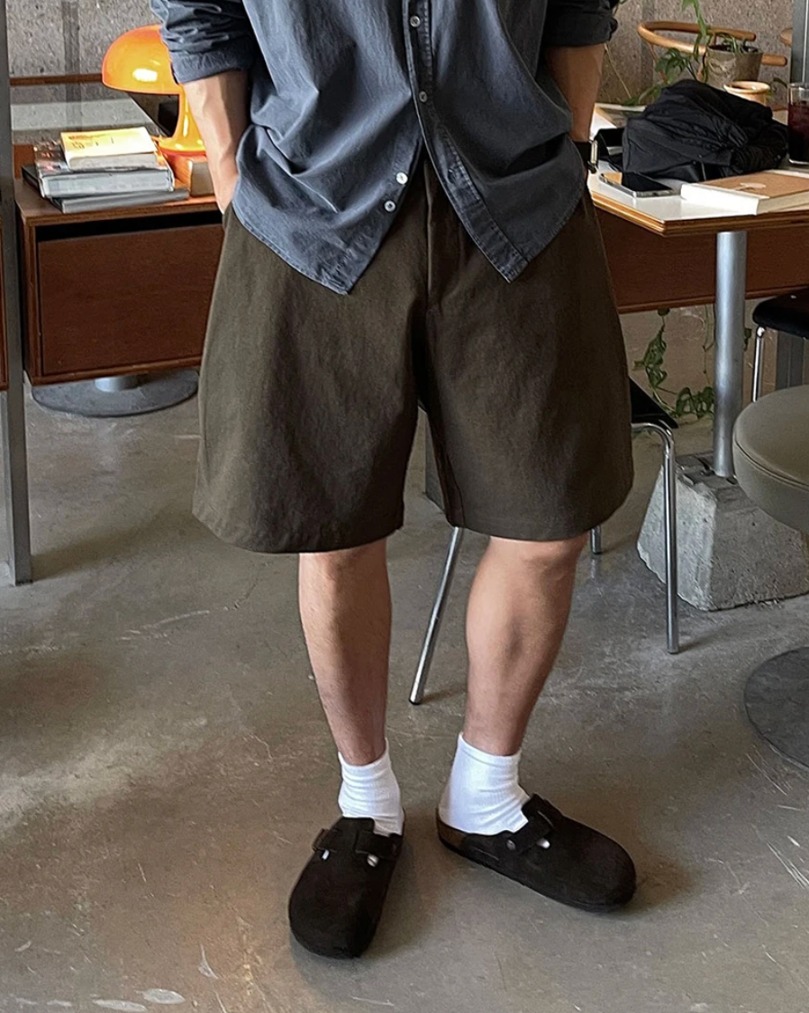 韓系休閒感單褶短褲