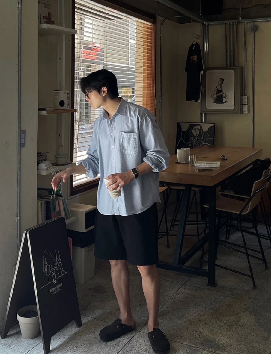 韓系休閒感單褶短褲