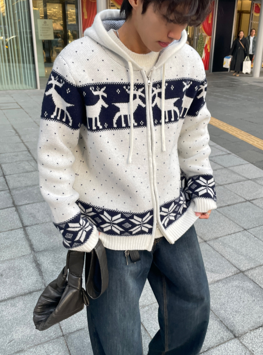 冬日針織連帽外套