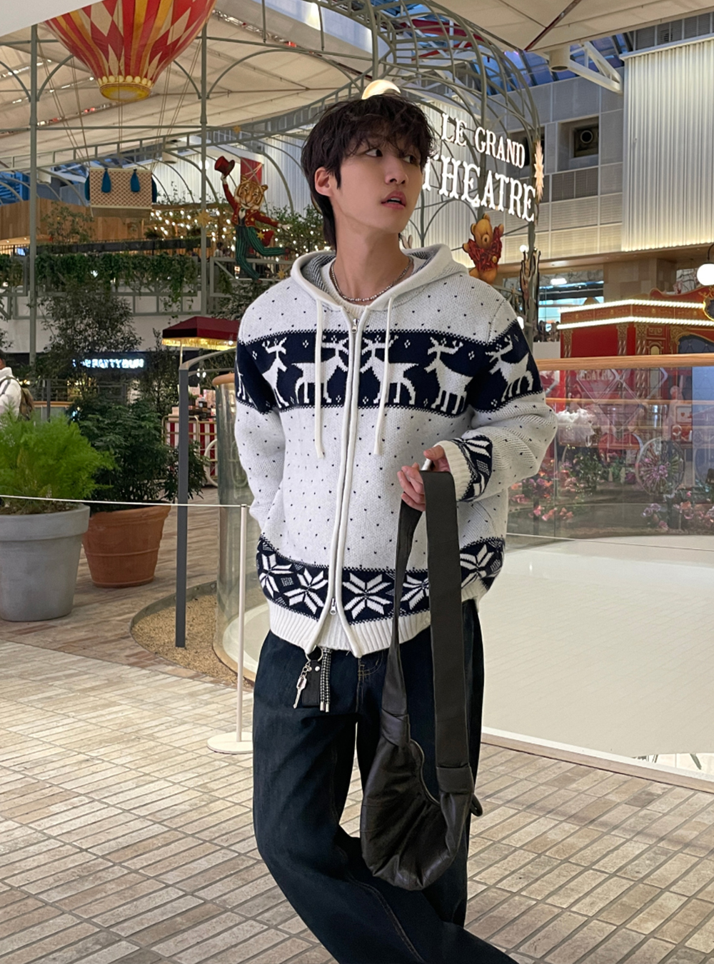 冬日針織連帽外套