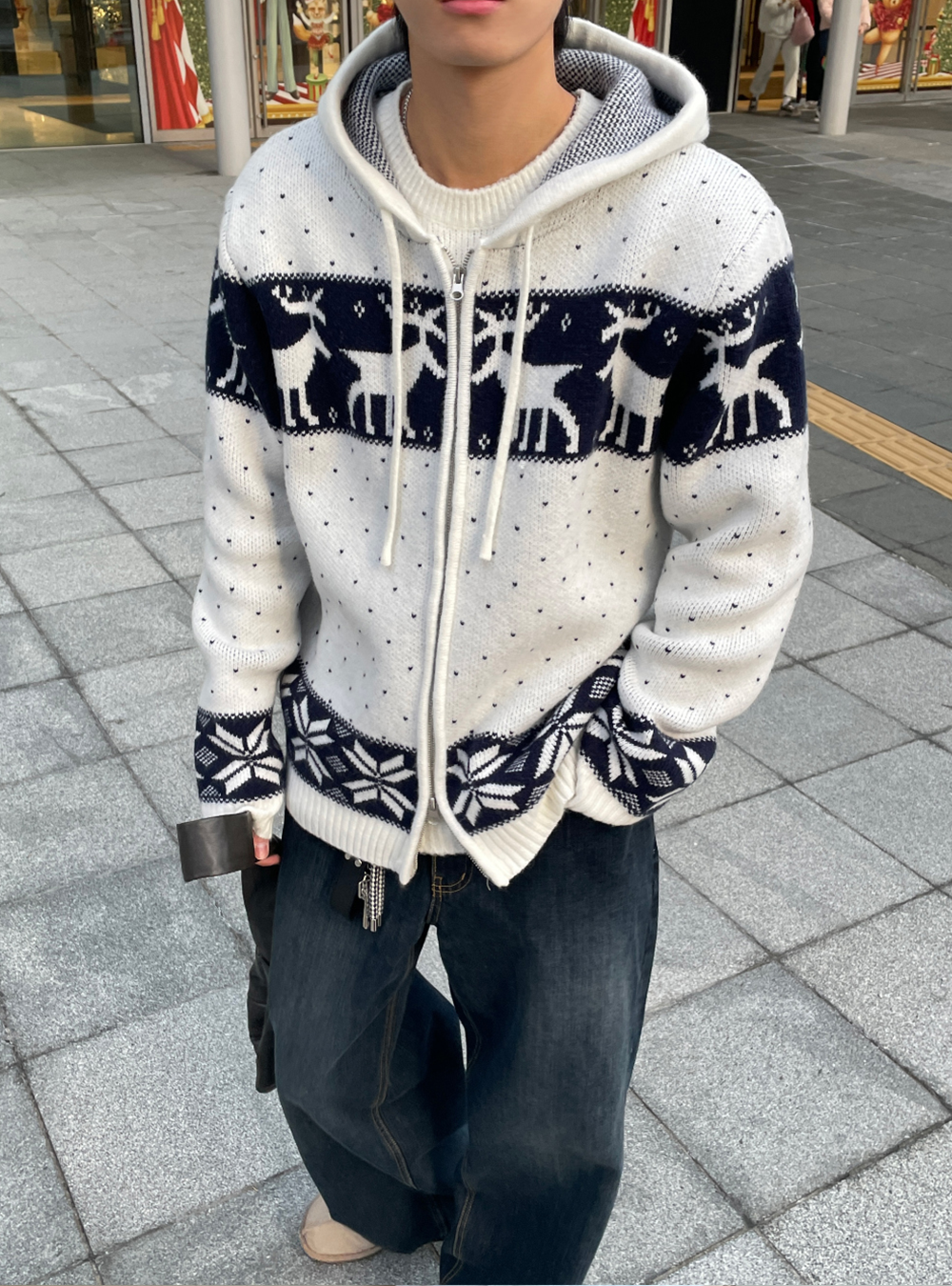 冬日針織連帽外套