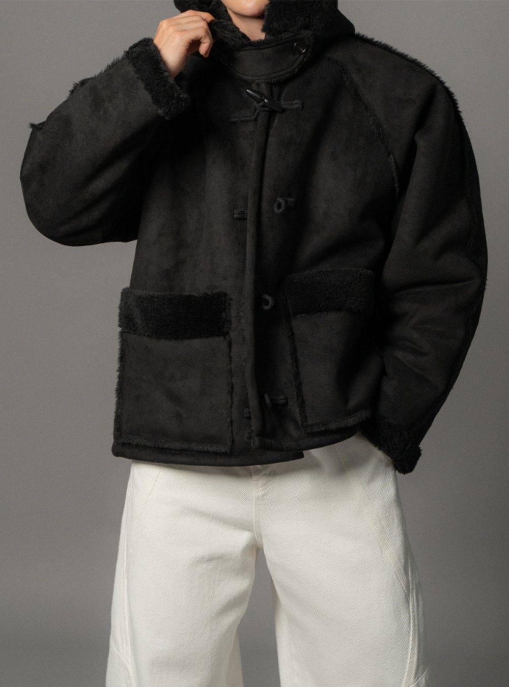 雪地厚毛連帽外套