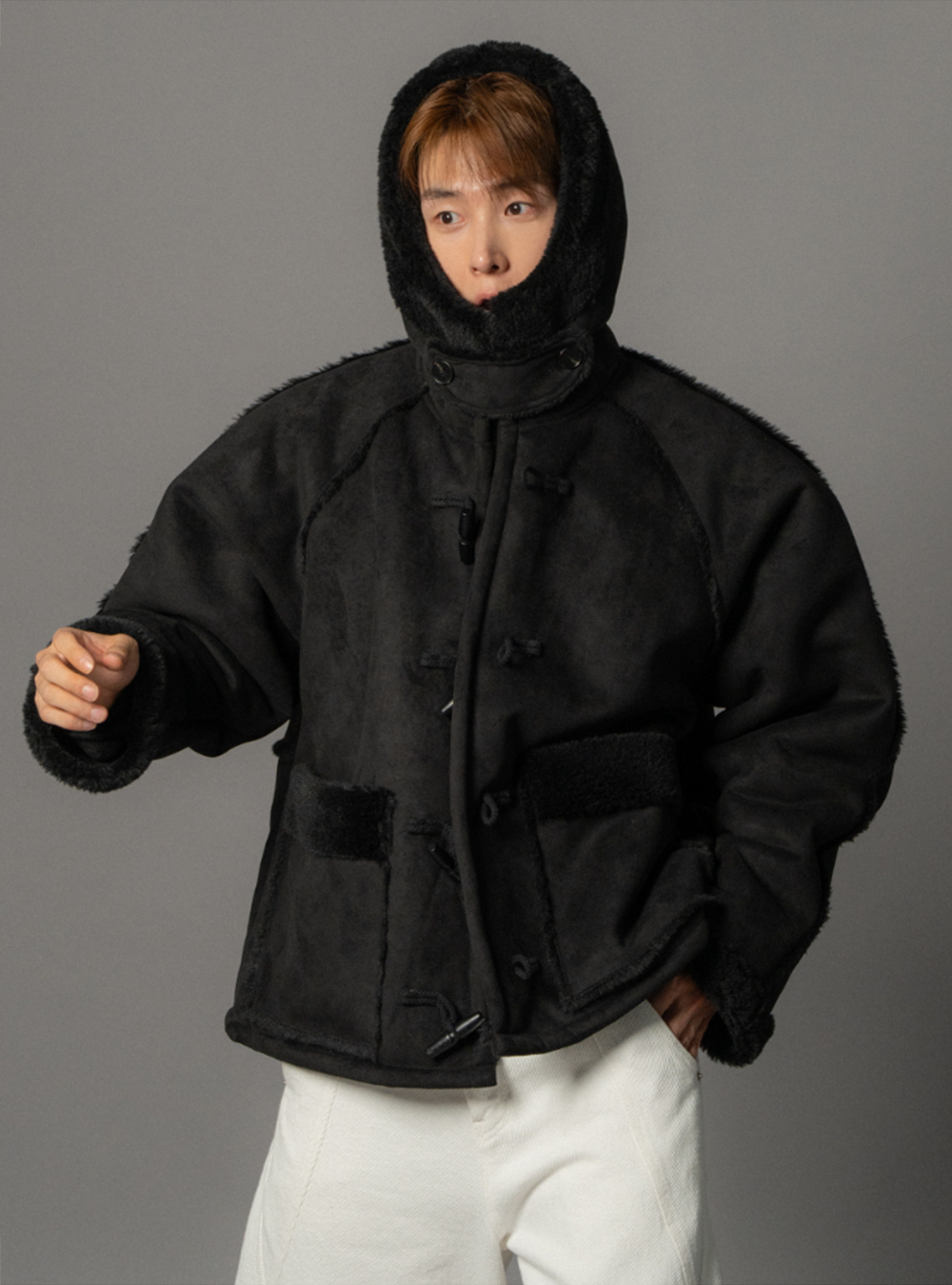 雪地厚毛連帽外套