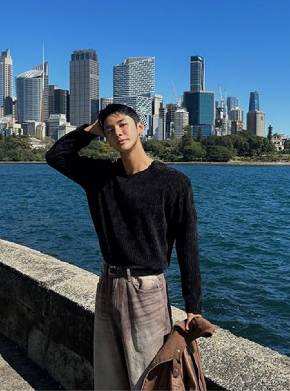 絨紋寬鬆半V領針織上衣