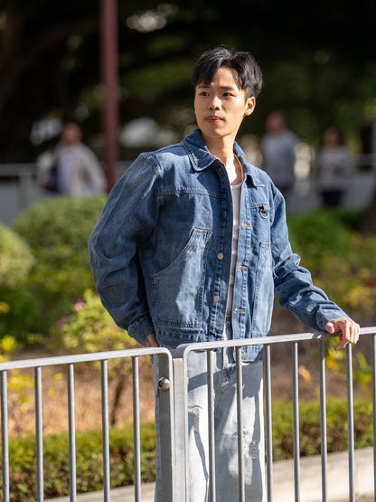 復古扣飾短版牛仔外套