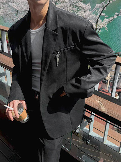 匙飾休閒西裝外套