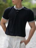 亨利領撞色羅紋短袖上衣