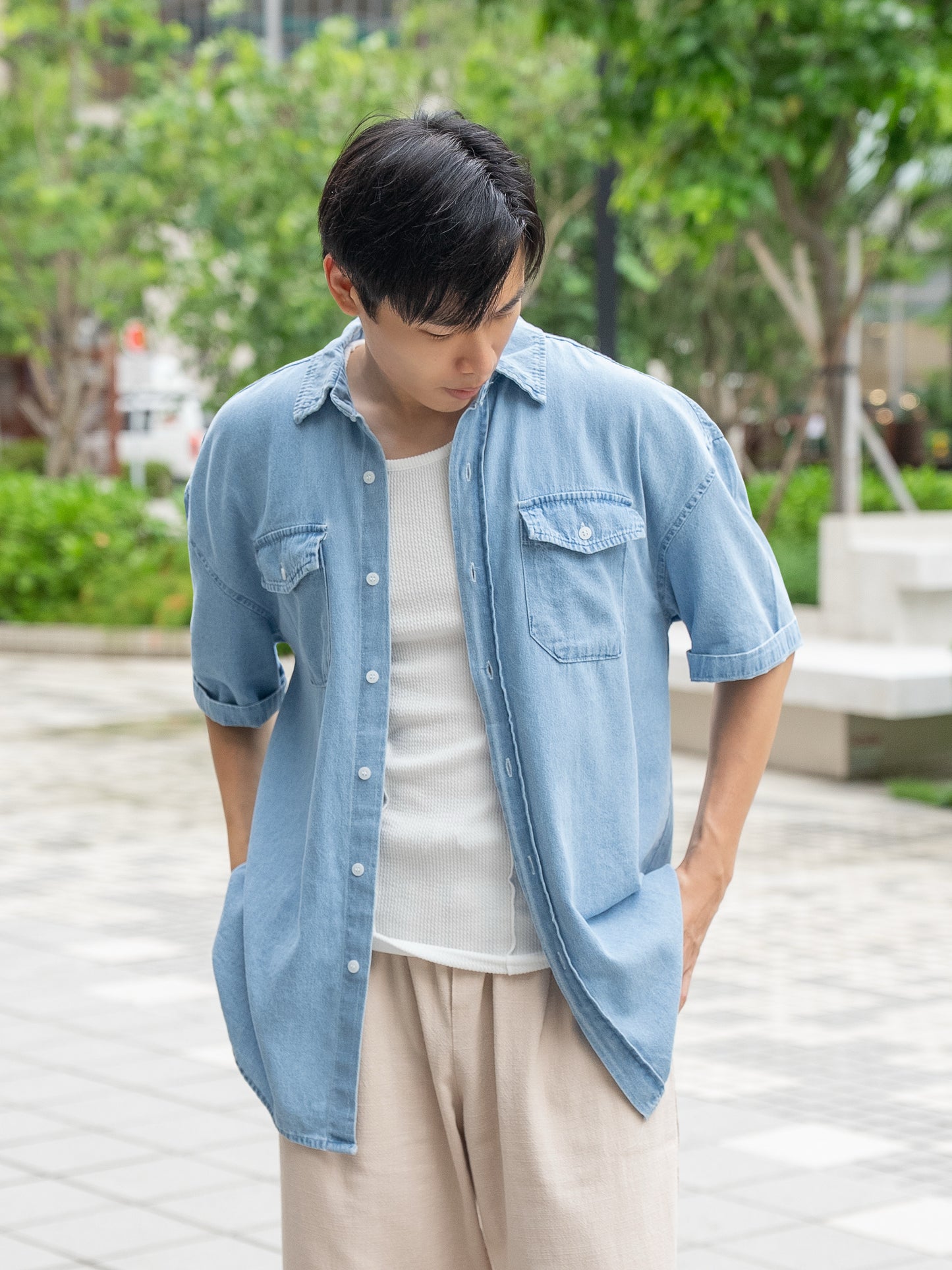 首爾陽光牛仔襯衫