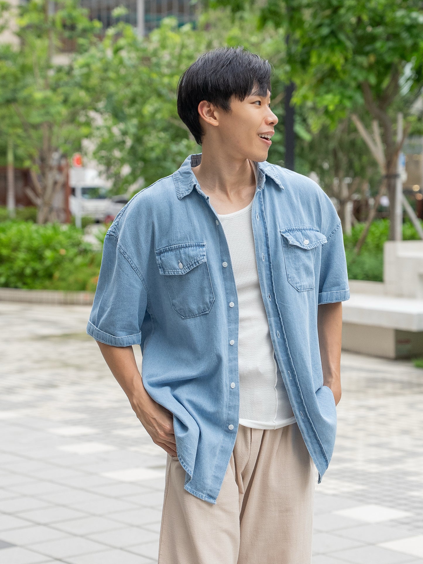 首爾陽光牛仔襯衫