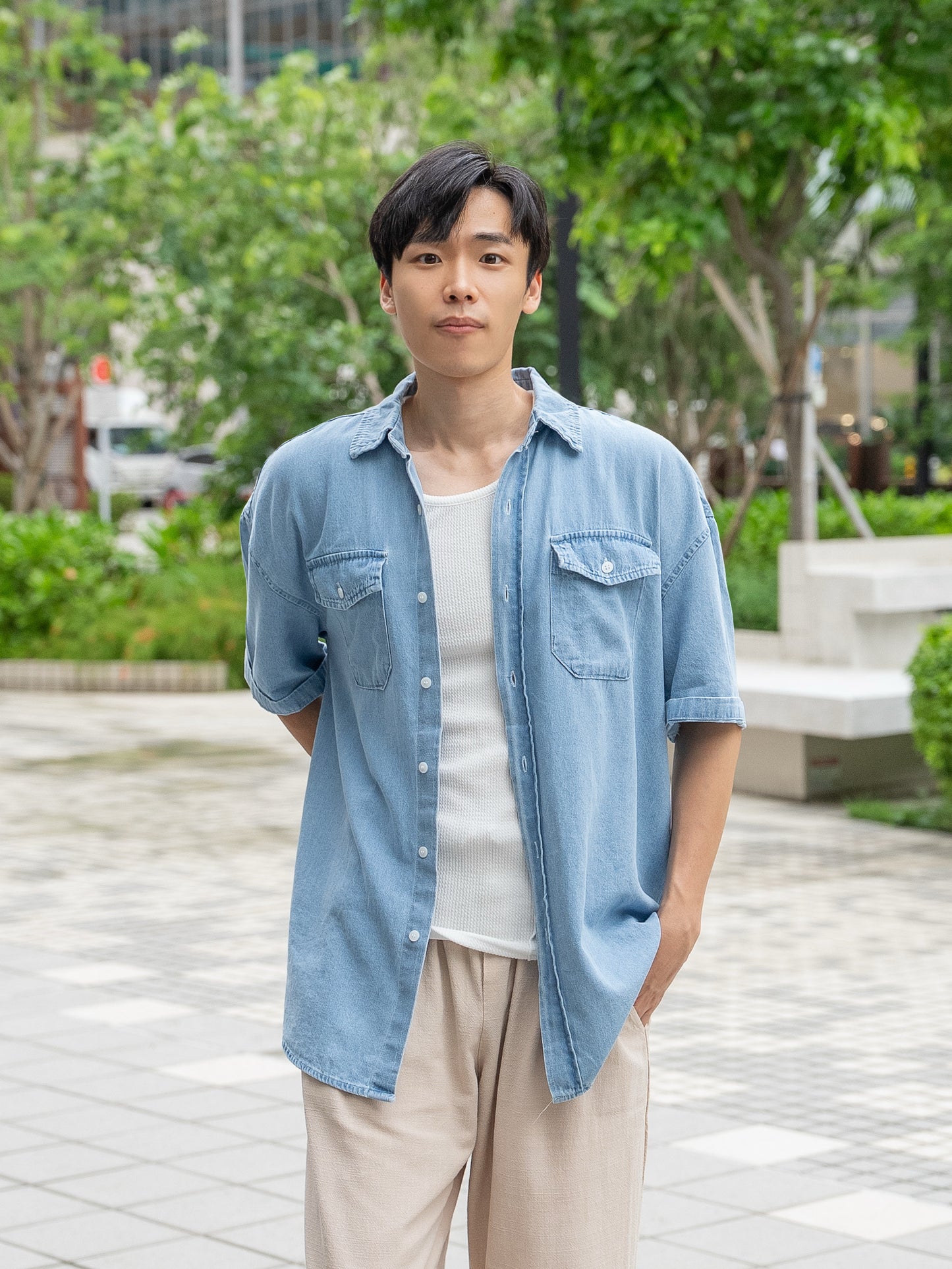 首爾陽光牛仔襯衫