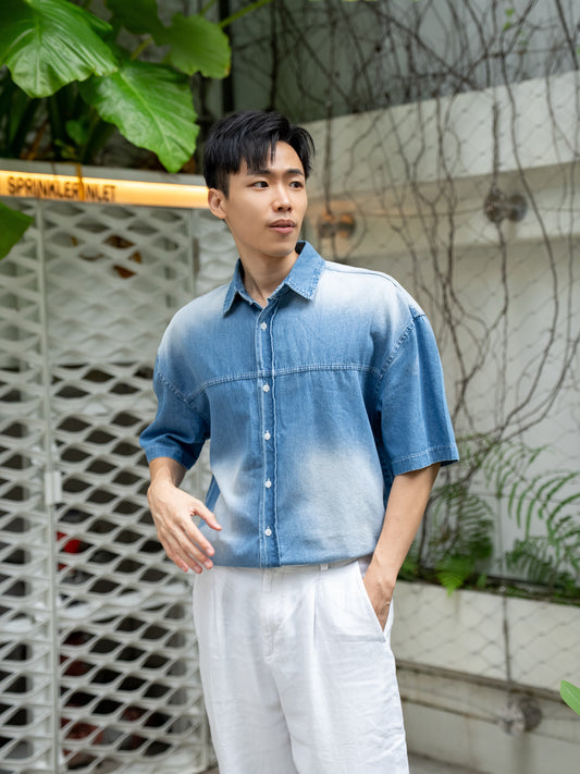 復古水洗牛仔襯衫