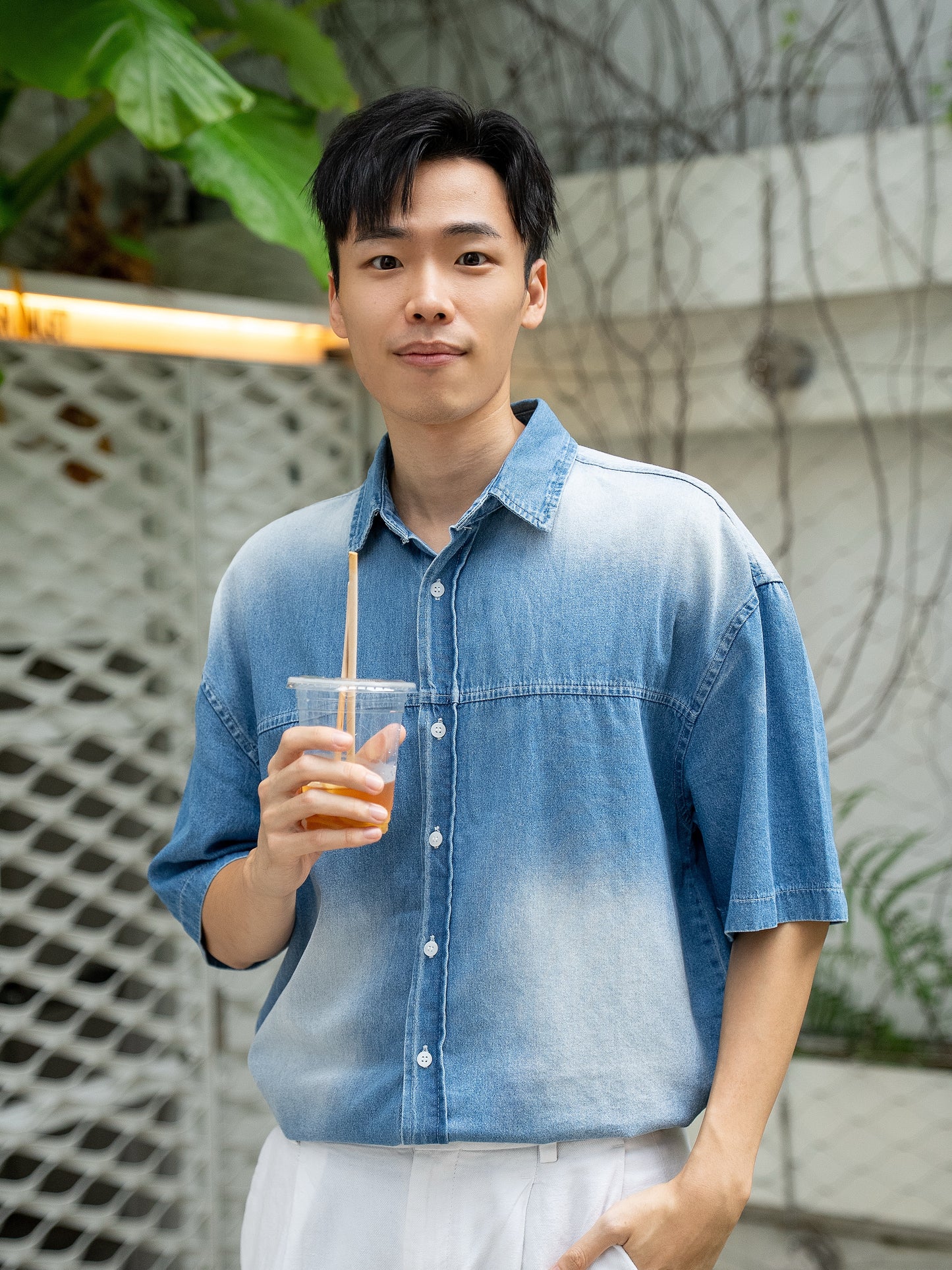 復古水洗牛仔襯衫
