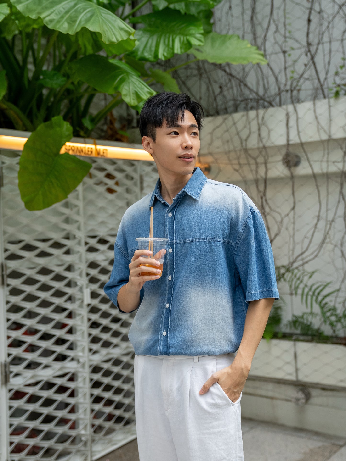 復古水洗牛仔襯衫