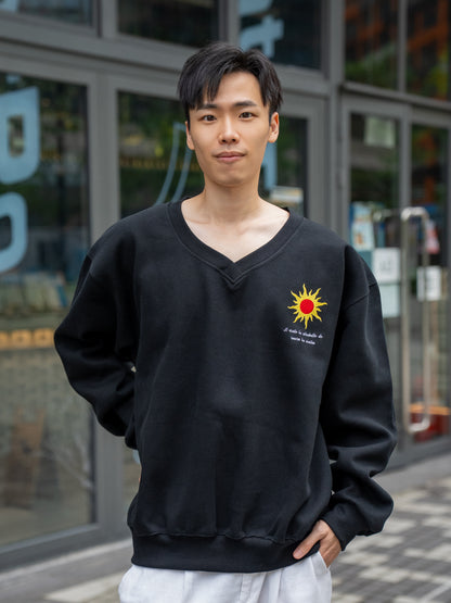 日出V領長袖上衣