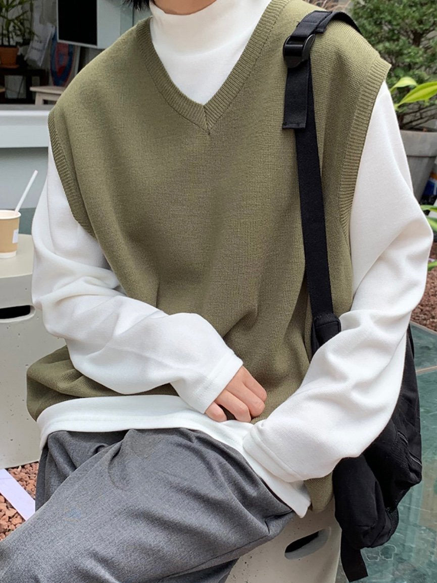 韓系學院針織背心