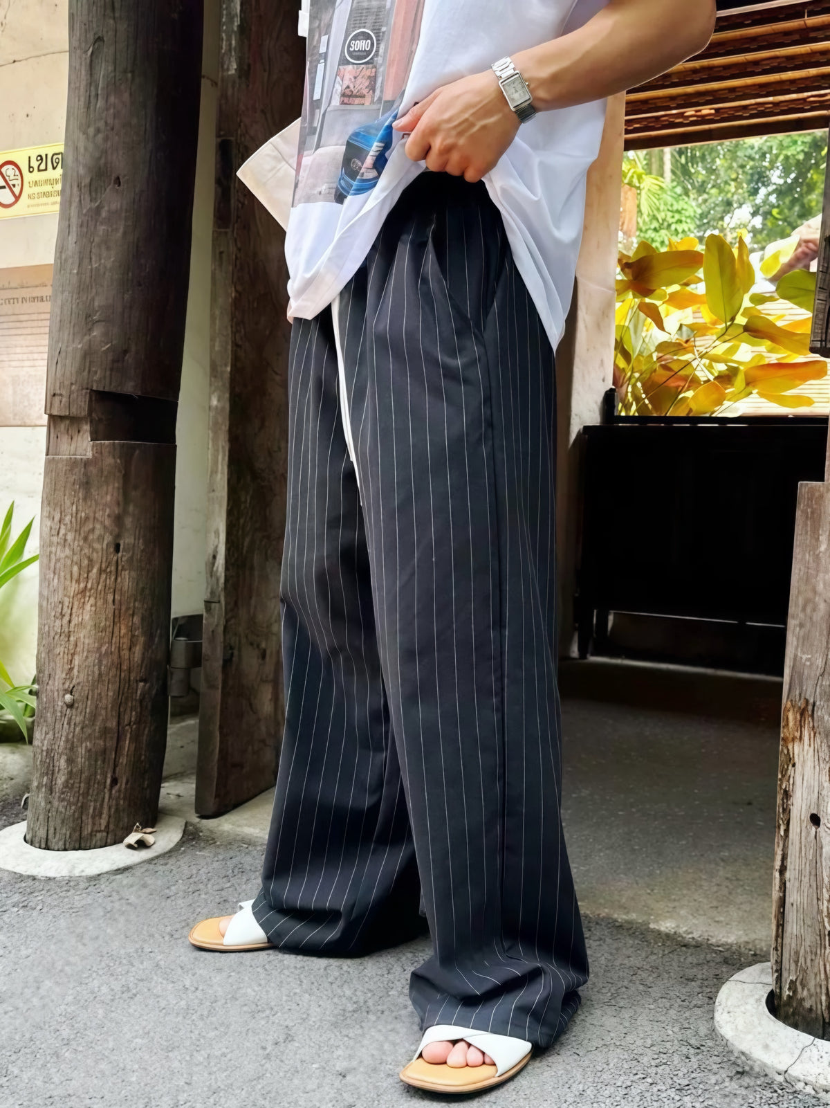假日漫步直條長褲