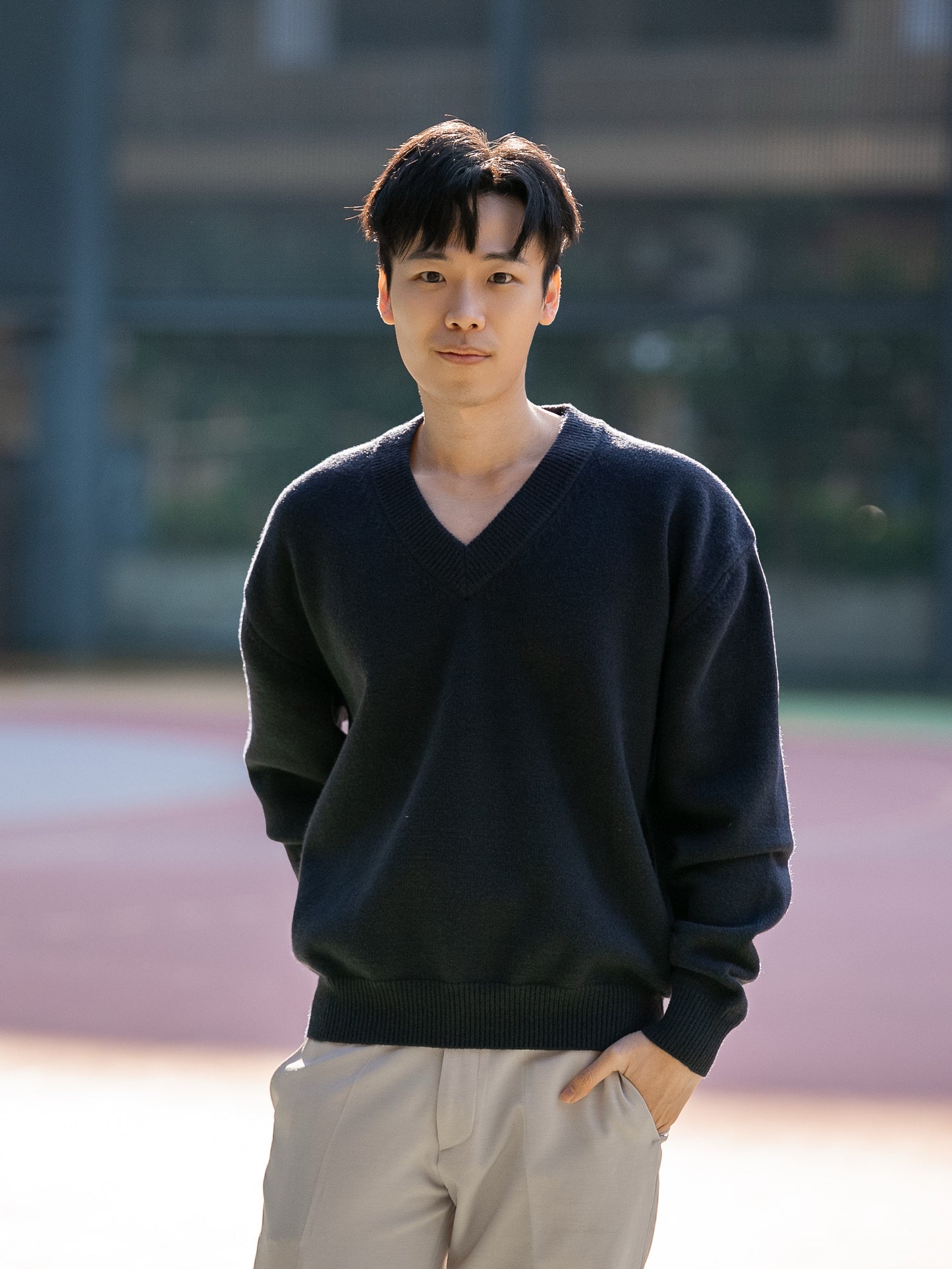 V領文青長袖上衣