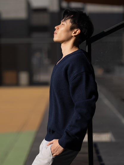 V領文青長袖上衣