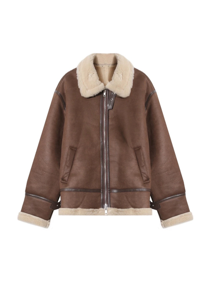 首爾麂皮毛領外套