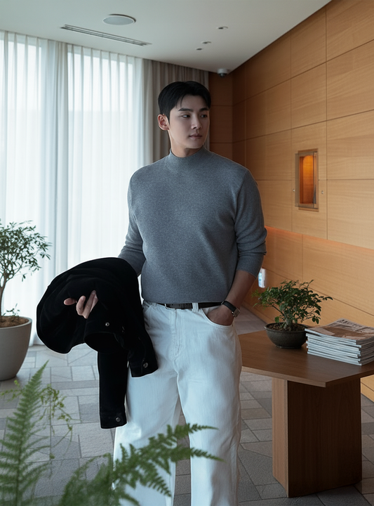 冬日半高領針織上衣