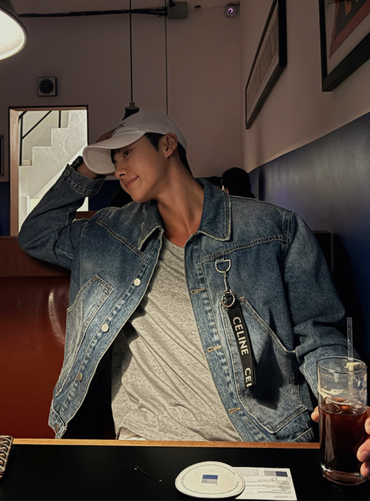 復古扣飾短版牛仔外套